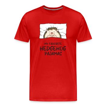 Schlafanzug Igel Schlafshirt - Männer Premium Bio T-Shirt - Rot - Vorne - Damien (186cm)