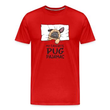 Schlafanzug Mops Hund Schlafshirt - Männer Premium Bio T-Shirt - Rot - Vorne - Damien (186cm)