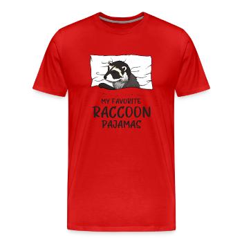 Schlafanzug Waschbär Schlafshirt - Männer Premium Bio T-Shirt - Rot - Vorne - Damien (186cm)