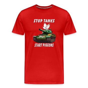 STOP TANKS START PIGEONS - T-shirt bio Premium Homme - rouge - Devant - Damien (186cm)