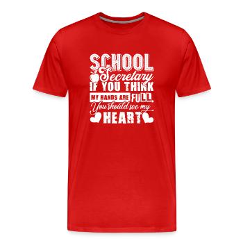 School Secretary School Secretary Full Heart - Men's Premium Organic T-Shirt - red - Front - Damien (186cm)