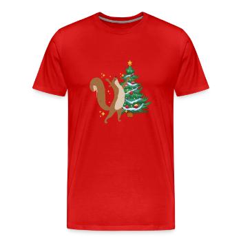 arbre de Noël arbre de Noël écureuil Noël - T-shirt bio Premium Homme - rouge - Devant - Damien (186cm)