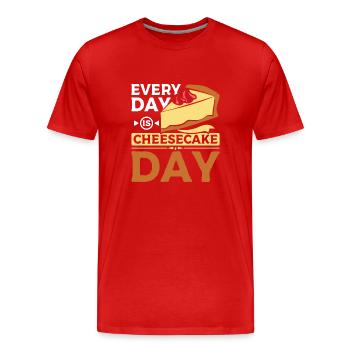 Chaque jour est le jour du gâteau au fromage - T-shirt bio Premium Homme - rouge - Devant - Damien (186cm)