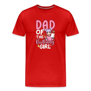 Papa de la fille d’anniversaire - T-shirt bio Premium Homme - rouge - Devant - Damien (186cm)