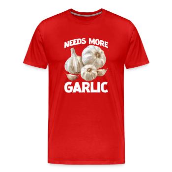 Needs More Garlic 2 - Männer Premium Bio T-Shirt - Rot - Vorne - Damien (186cm)