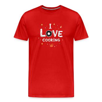 J’aime cuisiner Cuisiner Cuisiner Cuisiner - T-shirt bio Premium Homme - rouge - Devant - Damien (186cm)