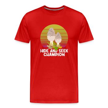 Cacher Maître cueilleur de champignons Cache-cache - T-shirt bio Premium Homme - rouge - Devant - Damien (186cm)