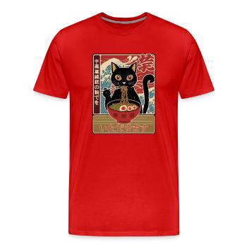 Katze Ramen Nudeln Japanische Ramen Kawaii Katze - Männer Premium Bio T-Shirt - Rot - Vorne - Damien (186cm)