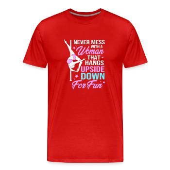 Pole Dance - Männer Premium Bio T-Shirt - Rot - Vorne - Damien (186cm)