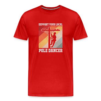 Pole Dance - Männer Premium Bio T-Shirt - Rot - Vorne - Damien (186cm)