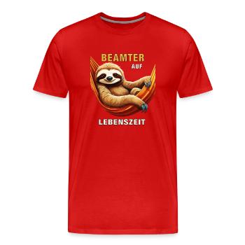 FONCTIONNAIRE PARESSEUX À VIE - T-shirt bio Premium Homme - rouge - Devant - Damien (186cm)