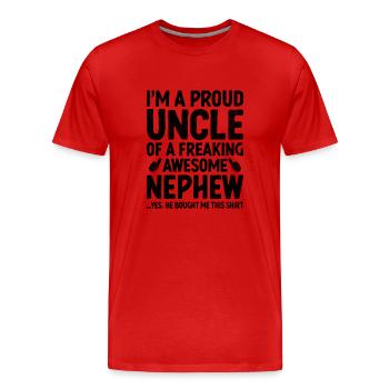 Je suis l’oncle fier d’un neveu génial - T-shirt bio Premium Homme - rouge - Devant - Damien (186cm)