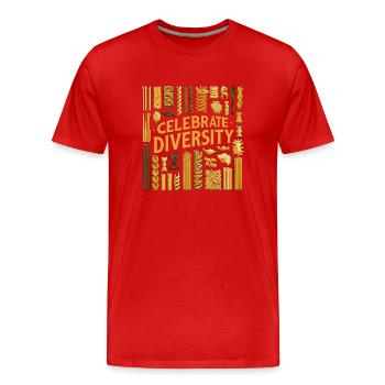 Feiern Sie die Vielfalt - Männer Premium Bio T-Shirt - Rot - Vorne - Damien (186cm)