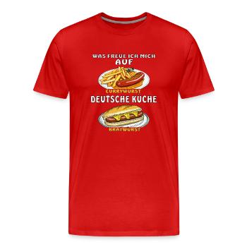 LOOKING FORWARD TO GERMAN CUISINE - Men's Premium Organic T-Shirt - red - Front - Damien (186cm)