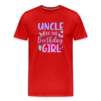 Oncle de la fille d’anniversaire - T-shirt bio Premium Homme - rouge - Devant - Damien (186cm)