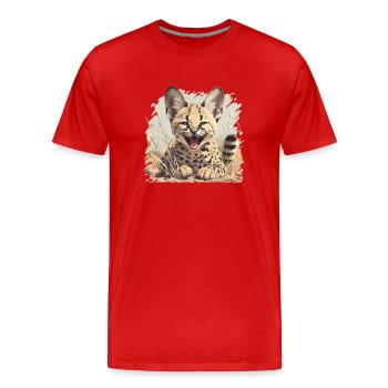 Servale Serval - Männer Premium Bio T-Shirt - Rot - Vorne - Damien (186cm)