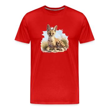 Servale Serval - Männer Premium Bio T-Shirt - Rot - Vorne - Damien (186cm)