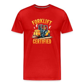 Forklift Certified Gabelstapler - Männer Premium Bio T-Shirt - Rot - Vorne - Damien (186cm)
