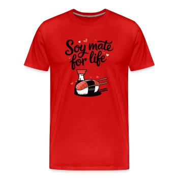 Idée cadeau citation drôle design sushi sauce soja - T-shirt bio Premium Homme - rouge - Devant - Damien (186cm)
