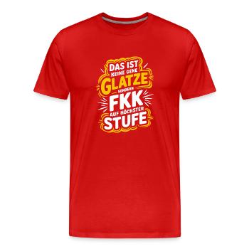 Haarausfall Glatze Frisur, Lustiges Glatzenträger - Männer Premium Bio T-Shirt - Rot - Vorne - Damien (186cm)