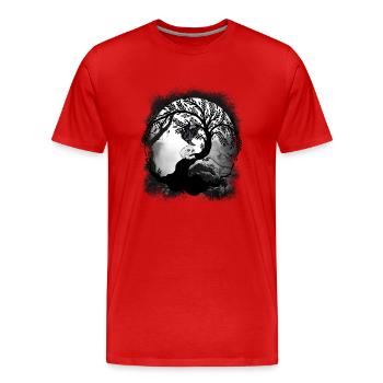 Halloween mystique corbeau corbeau animaux de la forêt - T-shirt bio Premium Homme - rouge - Devant - Damien (186cm)
