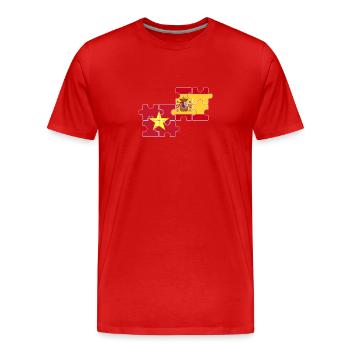 Vietnam Espagne Drapeau Espagnol Vietnamien - T-shirt bio Premium Homme - rouge - Devant - Damien (186cm)