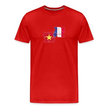 Vietnam France Vintage Drapeau Vietnamien - T-shirt bio Premium Homme - rouge - Devant - Damien (186cm)