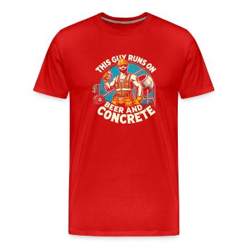 Dieser Typ läuft mit Bier und Beton - Männer Premium Bio T-Shirt - Rot - Vorne - Damien (186cm)