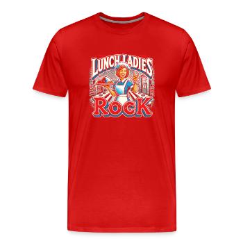 Mittagessen Ladies Rock - Männer Premium Bio T-Shirt - Rot - Vorne - Damien (186cm)