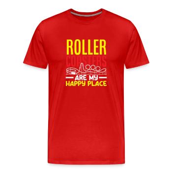 Roller coasters My place of happiness Adventure - Men's Premium Organic T-Shirt - red - Front - Damien (186cm)