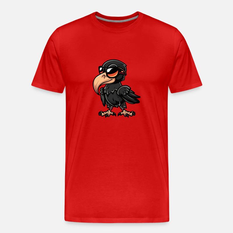 Rabe Vogel Comic Cool - Männer Premium Bio T-Shirt - Rot