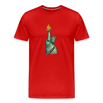 Statue of Liberty with Pizza Torch Artwork New - Men's Premium Organic T-Shirt - red - Front - Damien (186cm)