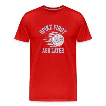 Volleyball Player And Fan Spike Serving - Men's Premium Organic T-Shirt - red - Front - Damien (186cm)