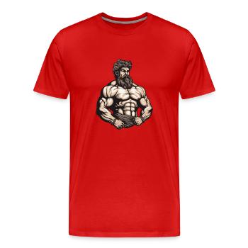 Bodybuilder Fitness Muscles - Men's Premium Organic T-Shirt - red - Front - Damien (186cm)