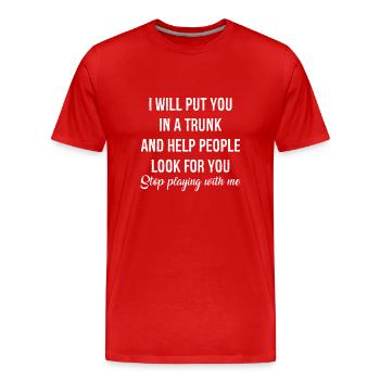 Ich stecke dich in einen Koffer lustiges Hemd - Männer Premium Bio T-Shirt - Rot - Vorne - Damien (186cm)
