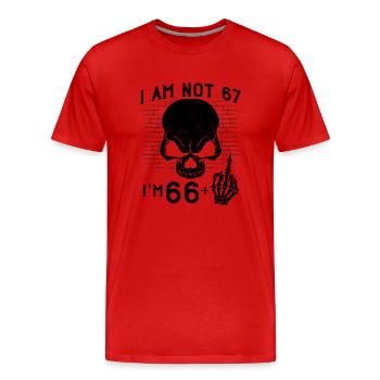 J’ai 66 ans et majeur - 67e anniversaire - T-shirt bio Premium Homme - rouge - Devant - Damien (186cm)