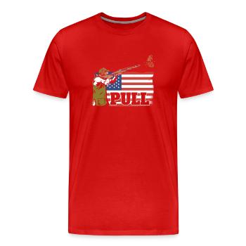 Pull Shooting Sports USA Flag Clay Pigeon Shooting - Men's Premium Organic T-Shirt - red - Front - Damien (186cm)