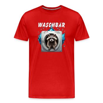 WASCHBÄR - Männer Premium Bio T-Shirt - Rot - Vorne - Damien (186cm)