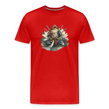 Frosch-Samurai: Krieger der Seerose - Männer Premium Bio T-Shirt - Rot - Vorne - Damien (186cm)