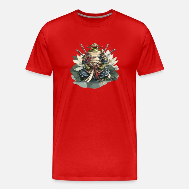 Frosch-Samurai: Krieger der Seerose - Männer Premium Bio T-Shirt - Rot