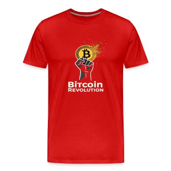 Révolution Bitcoin - T-shirt bio Premium Homme - rouge - Devant - Damien (186cm)