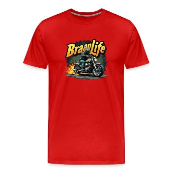 Moto Moto Moto Machine - T-shirt bio Premium Homme - rouge - Devant - Damien (186cm)