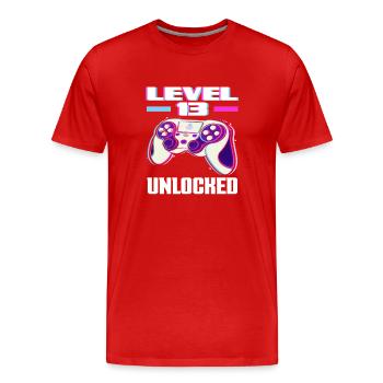 Level 13 Freigeschaltet Geburtstag - Männer Premium Bio T-Shirt - Rot - Vorne - Damien (186cm)