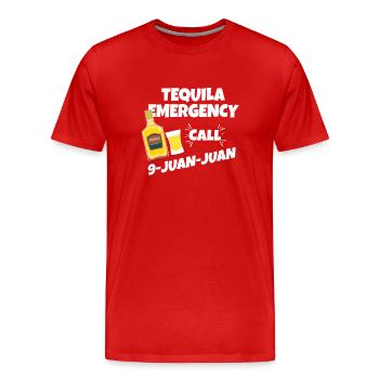 Appel d'urgence à la tequila 9-Juan-Juan Laugh Party Fun - T-shirt bio Premium Homme - rouge - Devant - Damien (186cm)