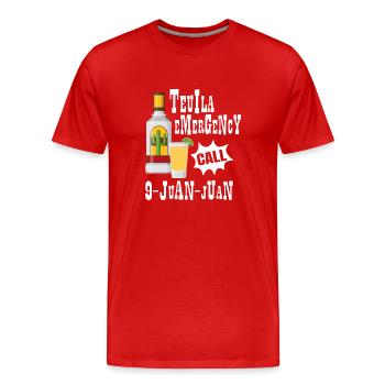 Tequila Notruf 9-Juan-Juan Party Spaß - Männer Premium Bio T-Shirt - Rot - Vorne - Damien (186cm)