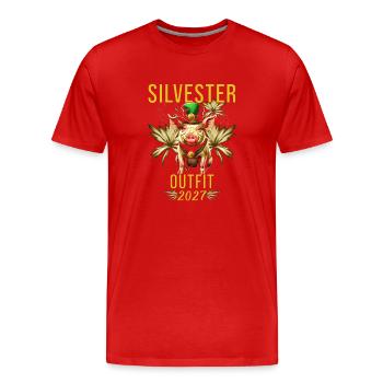 Silvester Outfit 2027 - Männer Premium Bio T-Shirt - Rot - Vorne - Damien (186cm)
