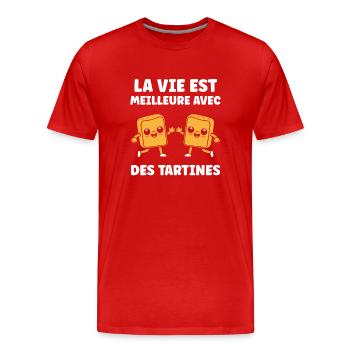 Tartine - T-shirt bio Premium Homme - rouge - Devant - Damien (186cm)