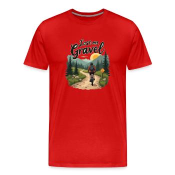 Perdu sur le gravier Vélo de gravier Vélos de gravier - T-shirt bio Premium Homme - rouge - Devant - Damien (186cm)