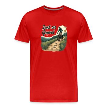 Perdu sur le gravier Vélo de gravier Vélos de gravier - T-shirt bio Premium Homme - rouge - Devant - Damien (186cm)