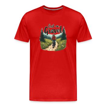 Perdu sur le gravier Vélo de gravier Vélos de gravier - T-shirt bio Premium Homme - rouge - Devant - Damien (186cm)